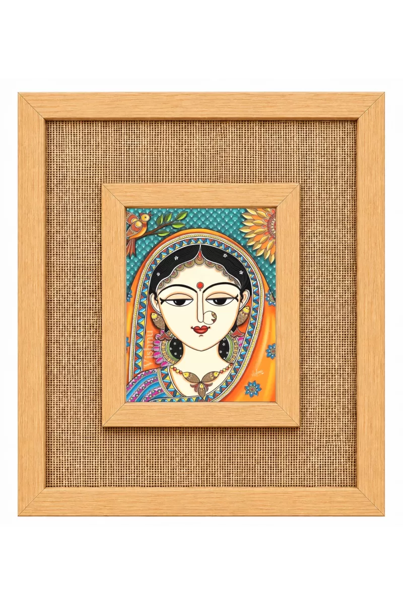 Maa Durga Laminated Jute Wall Photo Frame, 14 X 16 Inch (F174426)
