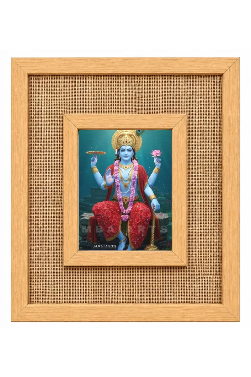 Lord Vishnu Laminated Jute Wall Photo Frame, 14 X 16 Inch (F174434)