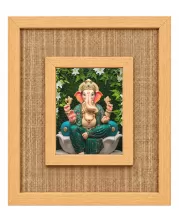 Lord Ganesha Laminated Jute Wall Photo Frame, 14 X 16 Inch (F174435)