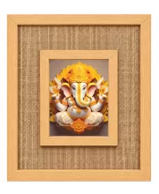 Lord Ganesha Laminated Jute Wall Photo Frame, 14 X 16 Inch (F174439)