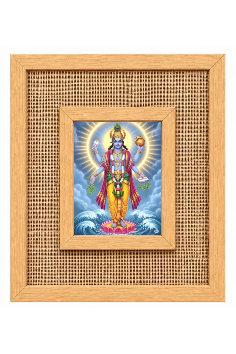 Lord Vishnu Laminated Jute Wall Photo Frame, 14 X 16 Inch (F174441)