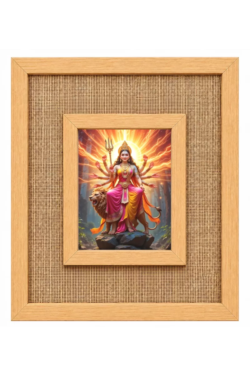 Durga Maa Laminated Jute Wall Photo Frame, 14 X 16 Inch (F174442)