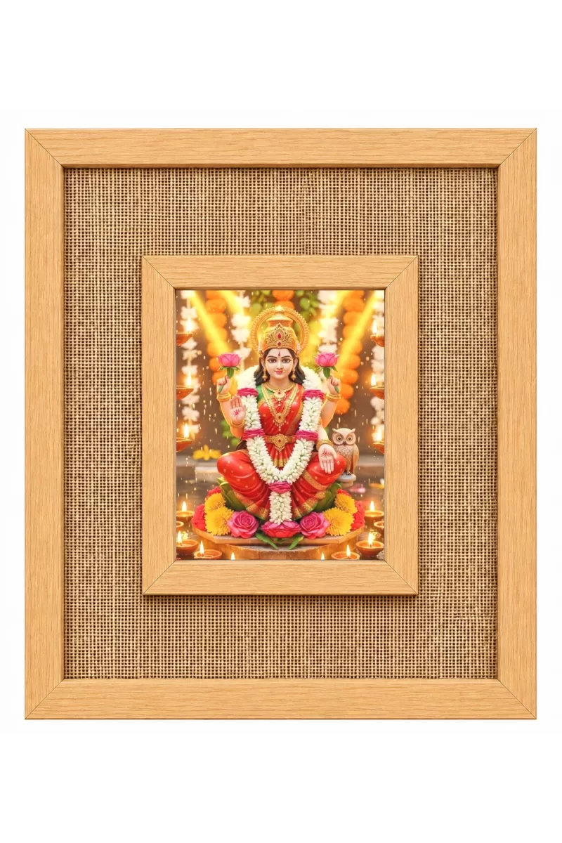 Maa Lakshmi Laminated Jute Wall Photo Frame, 14 X 16 Inch (F174446)