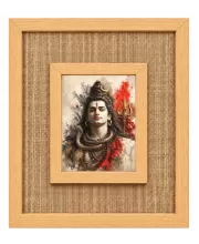 Lord Shiva Laminated Jute Wall Photo Frame, 14 X 16 Inch (F174449)
