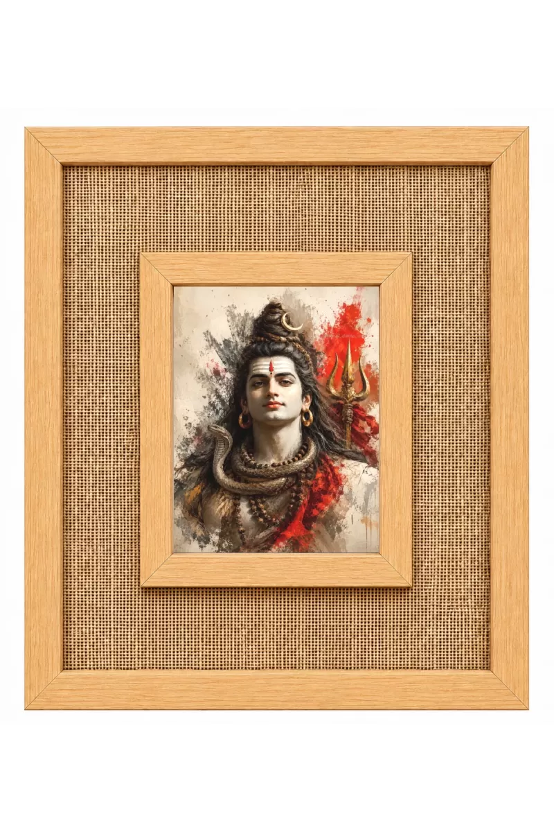 Lord Shiva Laminated Jute Wall Photo Frame, 14 X 16 Inch (F174449)