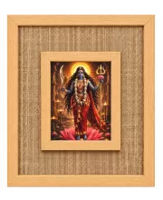 Goddess Kali Laminated Jute Wall Photo Frame, 14 X 16 Inch (F174453)