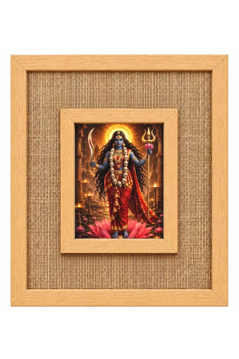 Goddess Kali Laminated Jute Wall Photo Frame, 14 X 16 Inch (F174453)