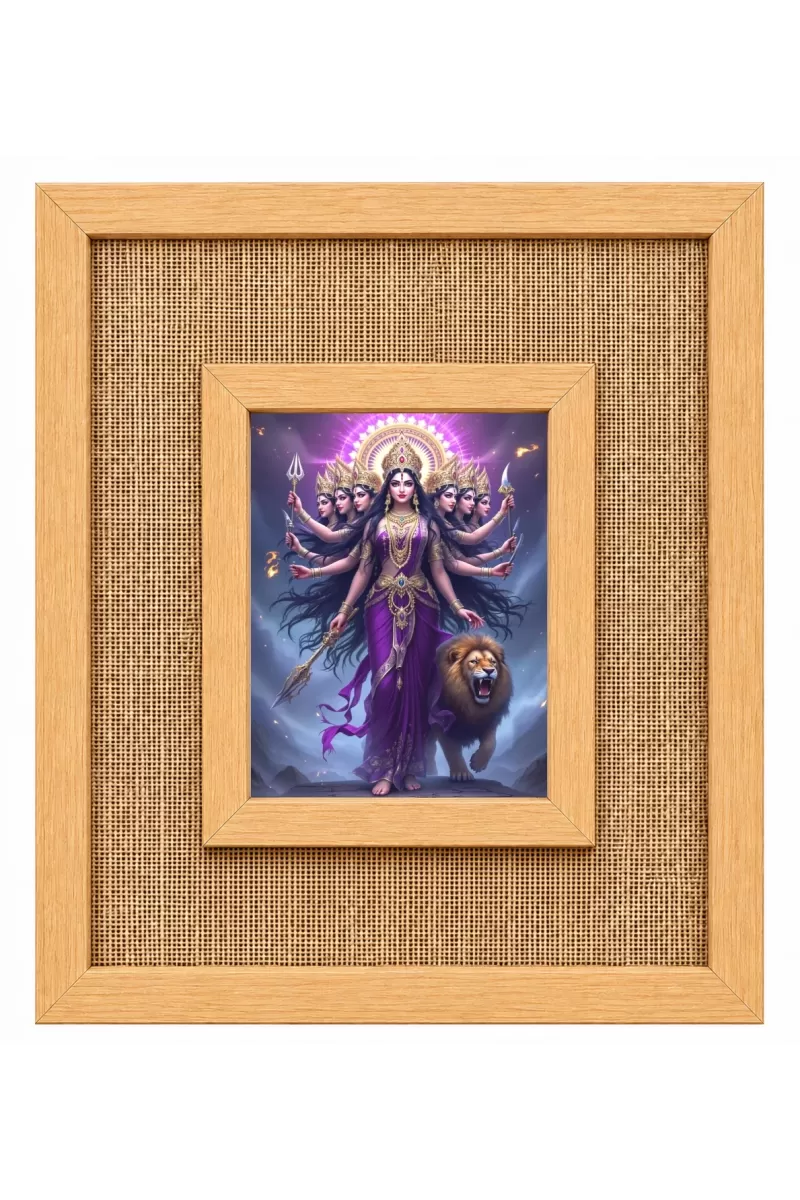 Durga Maa Laminated Jute Wall Photo Frame, 14 X 16 Inch (F174455)
