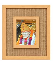 Sai Baba Laminated Jute Wall Photo Frame, 14 X 16 Inch (F174456)