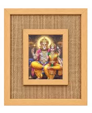 Lakshmi Narasimha Laminated Jute Wall Photo Frame, 14 X 16 Inch (F174458)