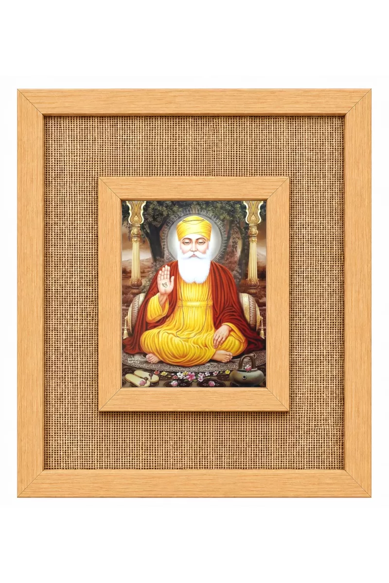 Guru Nanak Dev Ji Laminated Jute Wall Photo Frame, 14 X 16 Inch (F174461)