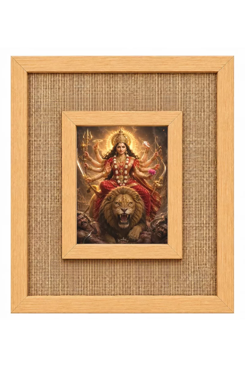 Durga Maa Laminated Jute Wall Photo Frame, 14 X 16 Inch (F174475)