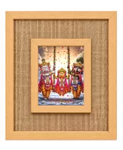 Lord Jagannath Balaram And Subhadra Laminated Jute Wall Photo Frame, 14 X 16 Inch (F174481)