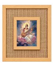 Goddess Saraswati Laminated Jute Wall Photo Frame, 14 X 16 Inch (F174483)