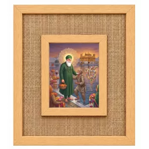 Guru Nanak Ji Laminated Jute Wall Photo Frame, 14 X 16 Inch (F174484)
