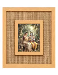 Radha Krishna Laminated Jute Wall Photo Frame, 14 X 16 Inch (F174486)