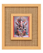 Lord Ganesha Laminated Jute Wall Photo Frame, 14 X 16 Inch (F174490)