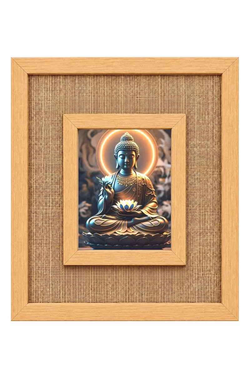 Buddha Laminated Jute Wall Photo Frame, 14 X 16 Inch (F174496)