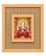Lord Ganesha Laminated Jute Wall Photo Frame, 14 X 16 Inch (F174498)
