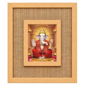 Lord Ganesha Laminated Jute Wall Photo Frame, 14 X 16 Inch (F174498)