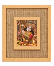 Lord Krishna Laminated Jute Wall Photo Frame, 14 X 16 Inch (F174499)
