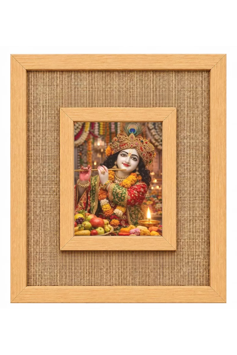 Lord Krishna Laminated Jute Wall Photo Frame, 14 X 16 Inch (F174499)