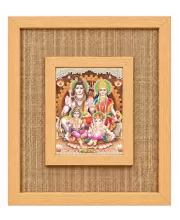 Lord Shiv And Durga Laminated Jute Wall Photo Frame, 14 X 16 Inch (F174502)