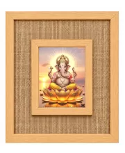 Lord Ganesha Laminated Jute Wall Photo Frame, 14 X 16 Inch (F174504)
