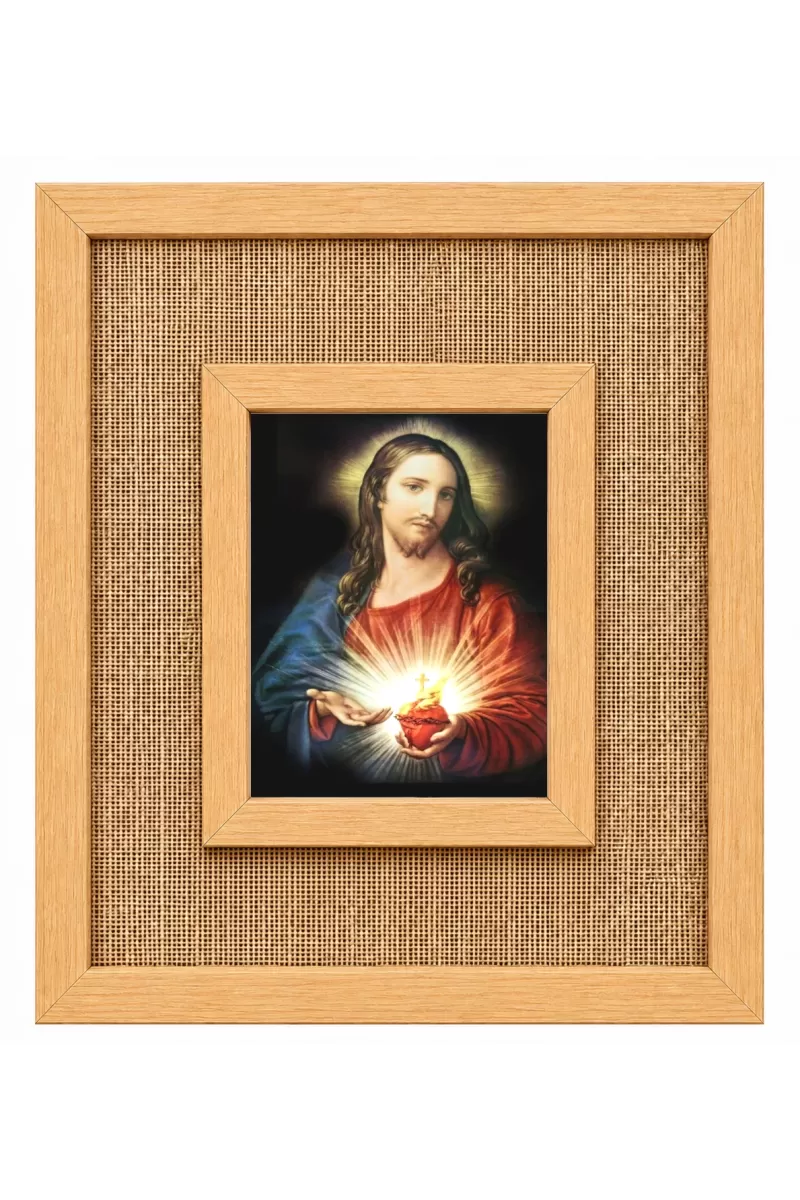 Jesus Christ Laminated Jute Wall Photo Frame, 14 X 16 Inch (F174505)