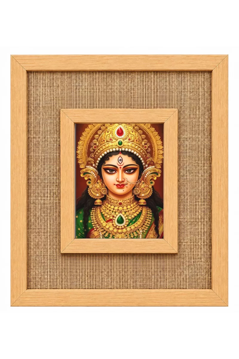 Durga Maa Laminated Jute Wall Photo Frame, 14 X 16 Inch (F174506)