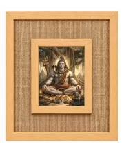 Lord Shiva Laminated Jute Wall Photo Frame, 14 X 16 Inch (F174510)