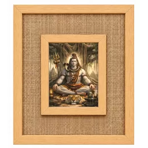 Lord Shiva Laminated Jute Wall Photo Frame, 14 X 16 Inch (F174510)