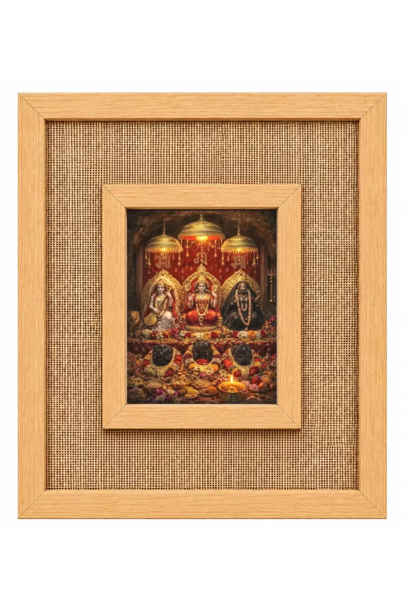 Maa Vaishno Devi Laminated Jute Wall Photo Frame, 14 X 16 Inch (F174513)