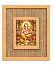Lord Ganesha Laminated Jute Wall Photo Frame, 14 X 16 Inch (F174515)