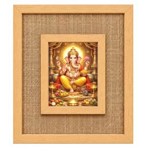 Lord Ganesha Laminated Jute Wall Photo Frame, 14 X 16 Inch (F174515)