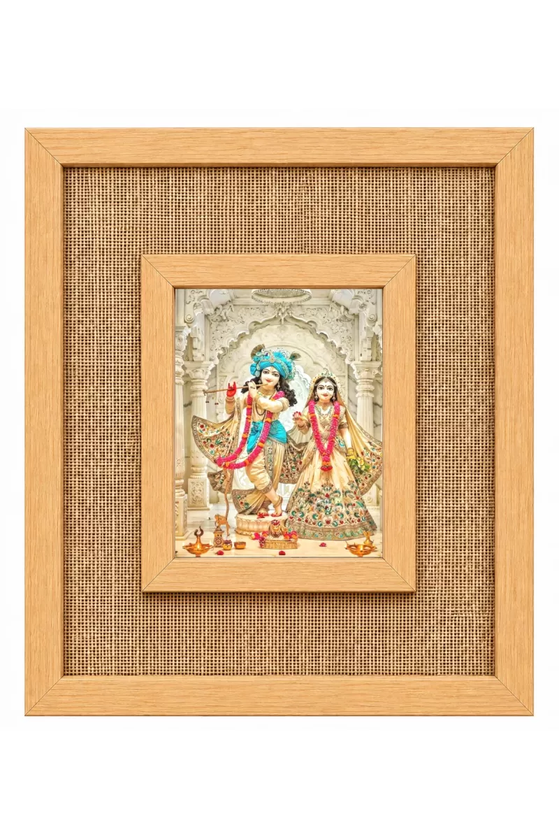 Radha Krishna Laminated Jute Wall Photo Frame, 14 X 16 Inch (F174517)