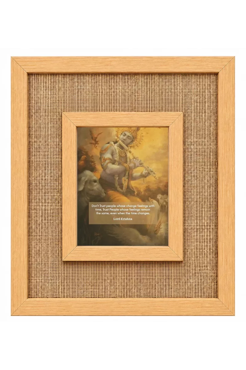 Lord Krishna Laminated Jute Wall Photo Frame, 14 X 16 Inch (F174518)