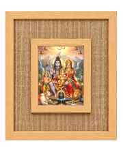 Lord Shiv And Durga Laminated Jute Wall Photo Frame, 14 X 16 Inch (F174519)