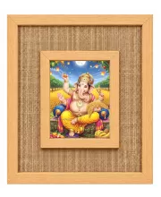 Lord Ganesha Laminated Jute Wall Photo Frame, 14 X 16 Inch (F174520)