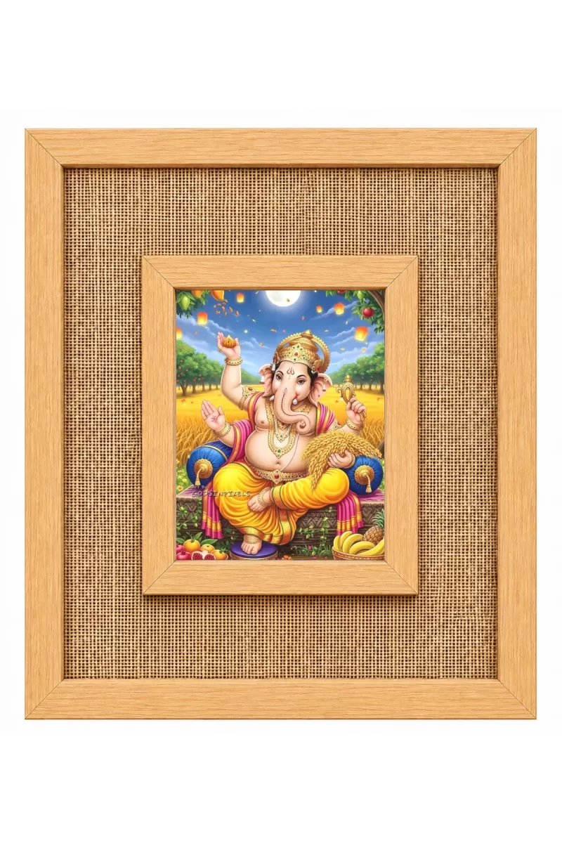 Lord Ganesha Laminated Jute Wall Photo Frame, 14 X 16 Inch (F174520)