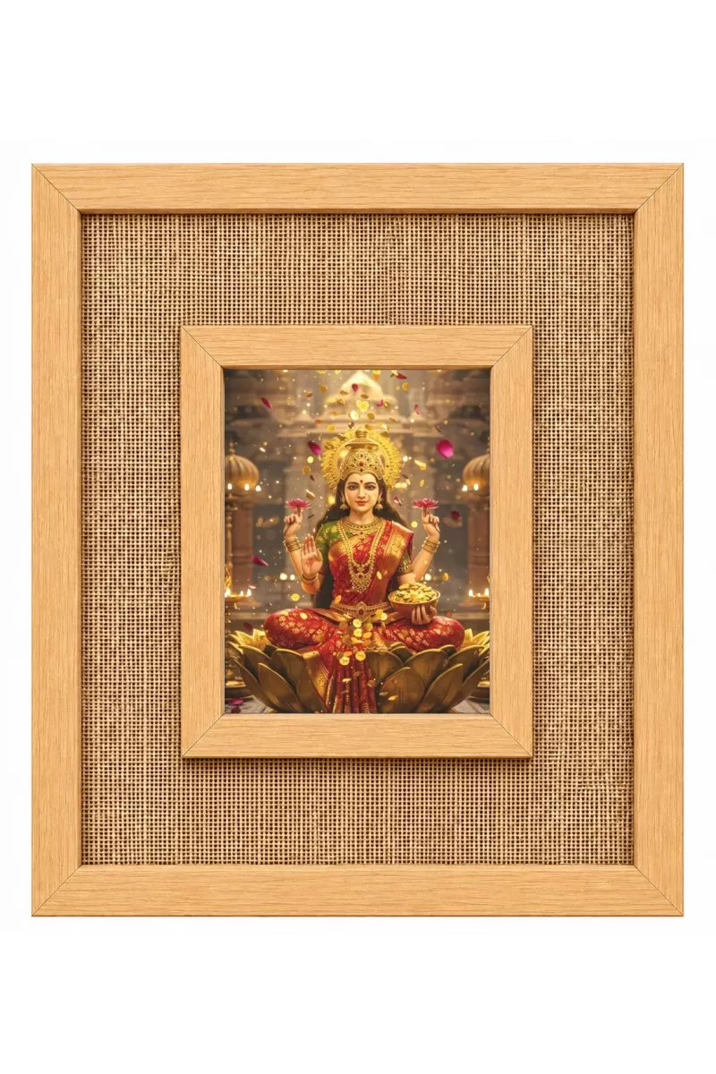 Goddess Lakshmi Laminated Jute Wall Photo Frame, 14 X 16 Inch (F174523)