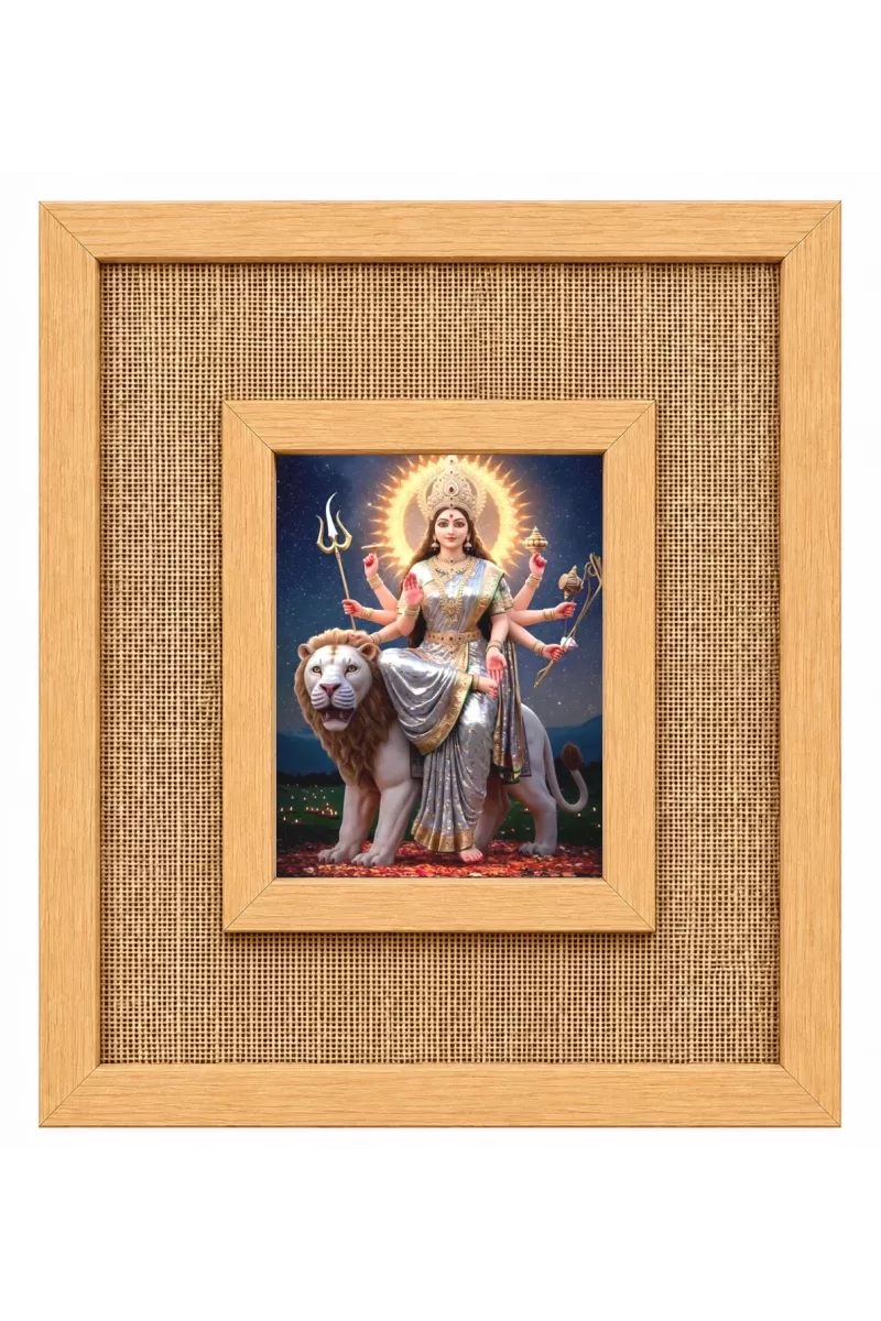 Durga Maa Laminated Jute Wall Photo Frame, 14 X 16 Inch (F174526)
