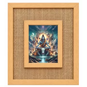 Lord Shiva Laminated Jute Wall Photo Frame, 14 X 16 Inch (F174528)