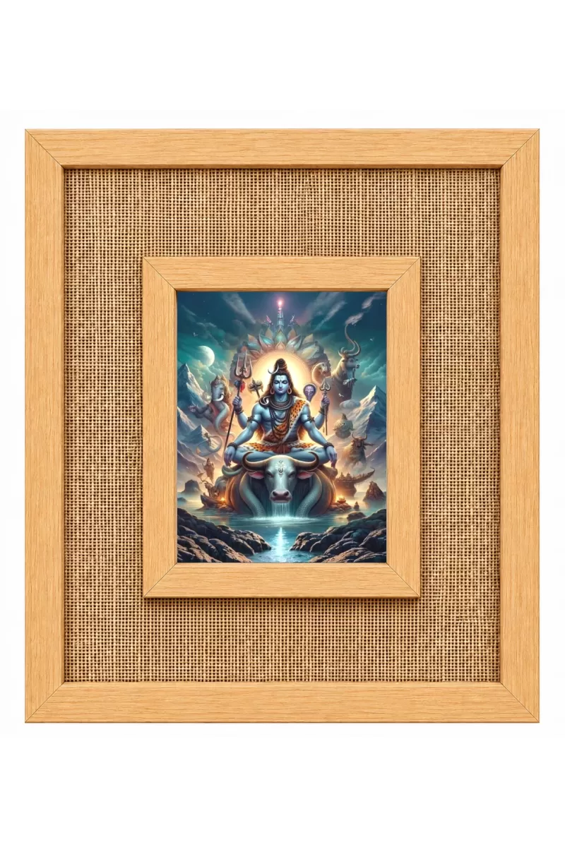 Lord Shiva Laminated Jute Wall Photo Frame, 14 X 16 Inch (F174528)
