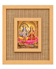 Goddess Lakshmi And Narayan Laminated Jute Wall Photo Frame, 14 X 16 Inch (F174529)