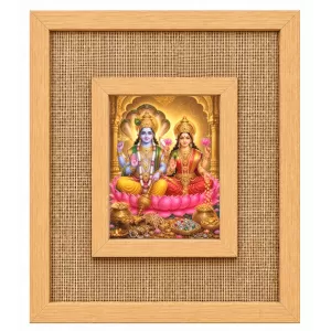 Goddess Lakshmi And Narayan Laminated Jute Wall Photo Frame, 14 X 16 Inch (F174529) Goddess Lakshmi And Narayan Laminated Jute Wall Photo Frame, 14 X 16 Inch (F174529)