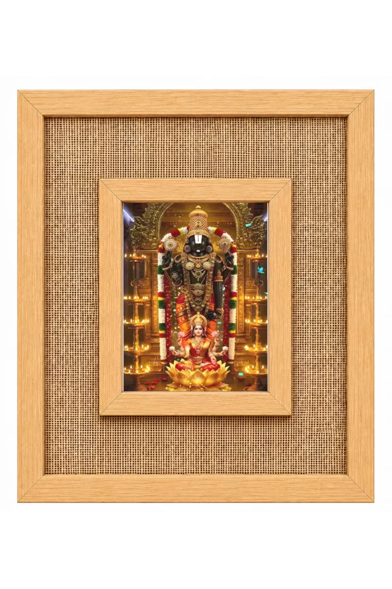 God Venkatswar  Laminated Jute Wall Photo Frame, 14 X 16 Inch (F174530)