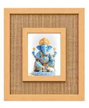 Lord Ganesha Laminated Jute Wall Photo Frame, 14 X 16 Inch (F174535)