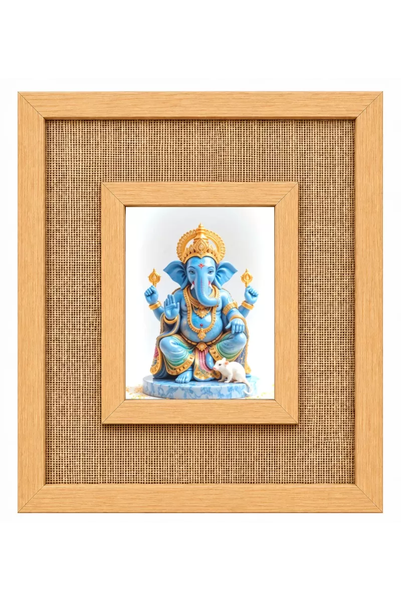 Lord Ganesha Laminated Jute Wall Photo Frame, 14 X 16 Inch (F174535)