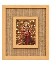 Durga Maa Laminated Jute Wall Photo Frame, 14 X 16 Inch (F174537)